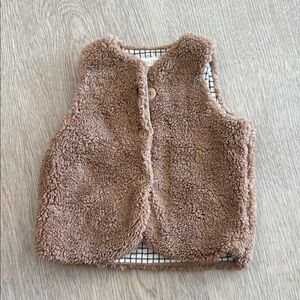 Cozy Brown Kids Shearling Vest